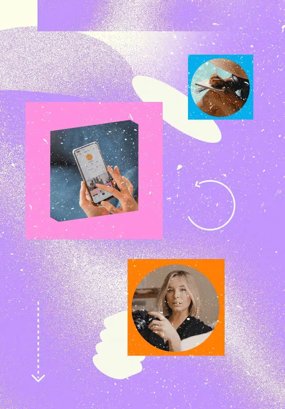 purple image with random influencer bubbles